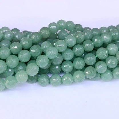 CJA08 Green Aventurine Jade Beads Faceted Round 10mm 15" Strand