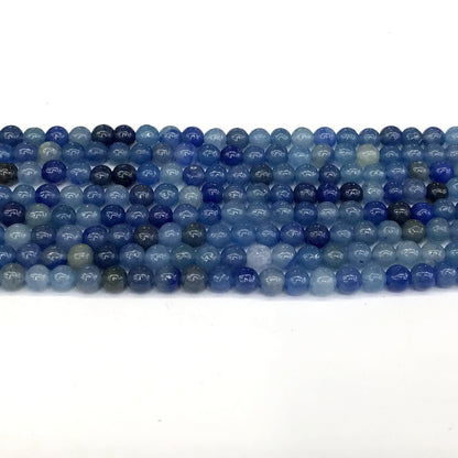 CJA104 Blue Aventurine Jade Beads Smooth Round 4mm 15" Strand