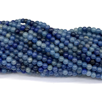 CJA104 Blue Aventurine Jade Beads Smooth Round 4mm 15" Strand