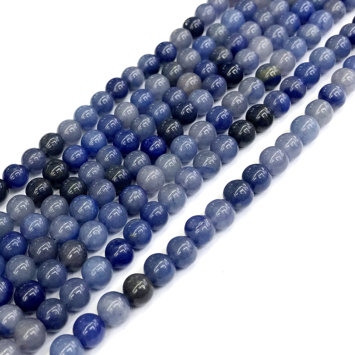 CJA105 Blue Aventurine Jade Beads Smooth Round 6mm 15" Strand