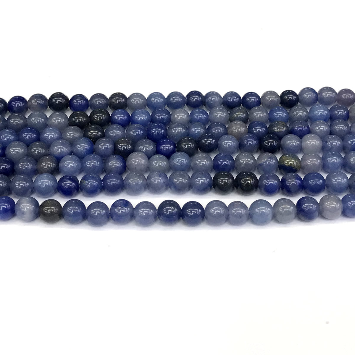 CJA105 Blue Aventurine Jade Beads Smooth Round 6mm 15" Strand