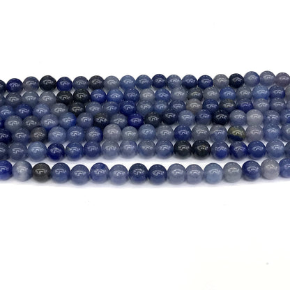 CJA105 Blue Aventurine Jade Beads Smooth Round 6mm 15" Strand