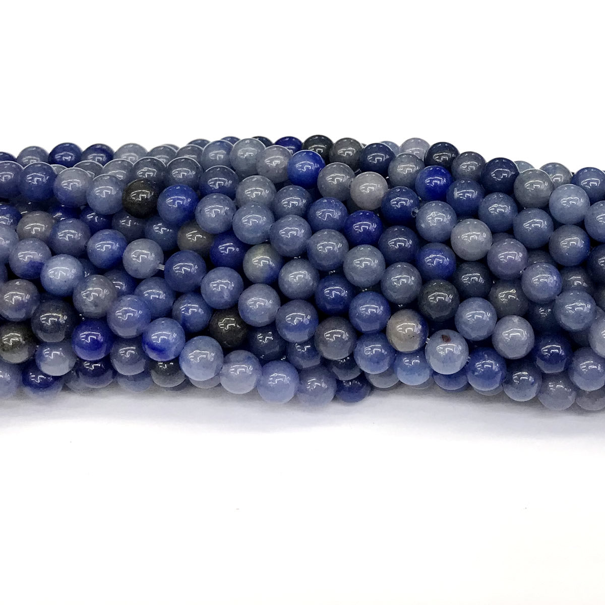 CJA105 Blue Aventurine Jade Beads Smooth Round 6mm 15" Strand