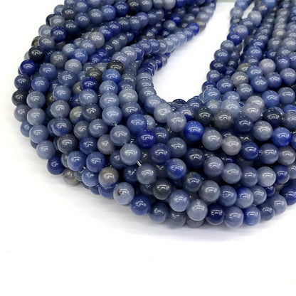 CJA105 Blue Aventurine Jade Beads Smooth Round 6mm 15" Strand