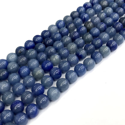 CJA106 Blue Aventurine Jade Beads Smooth Round 8mm 15" Strand