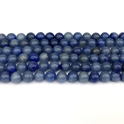 CJA106 Blue Aventurine Jade Beads Smooth Round 8mm 15" Strand