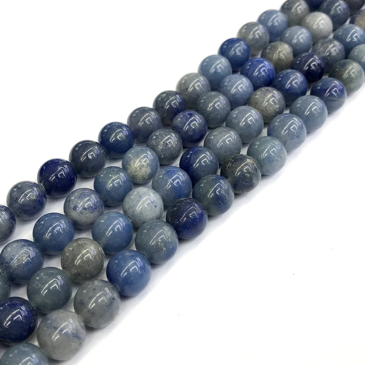 CJA107 Blue Aventurine Jade Beads Smooth Round 10mm 15" Strand