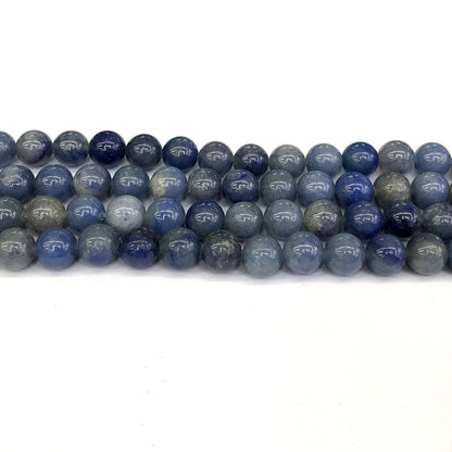 CJA107 Blue Aventurine Jade Beads Smooth Round 10mm 15" Strand