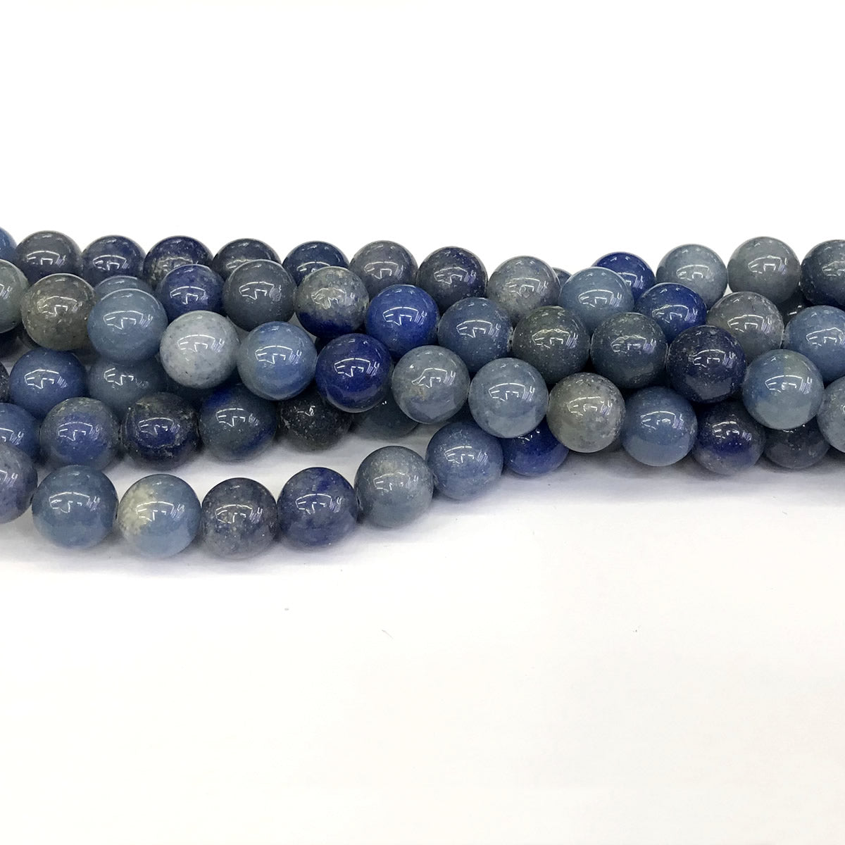 CJA107 Blue Aventurine Jade Beads Smooth Round 10mm 15" Strand