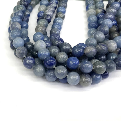 CJA107 Blue Aventurine Jade Beads Smooth Round 10mm 15" Strand