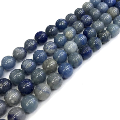 CJA108 Blue Aventurine Jade Beads Smooth Round 12mm 15" Strand