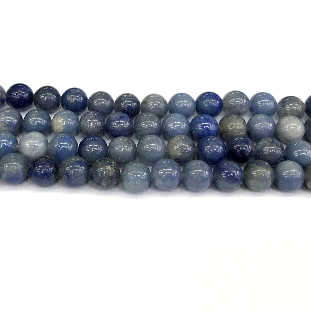 CJA108 Blue Aventurine Jade Beads Smooth Round 12mm 15" Strand