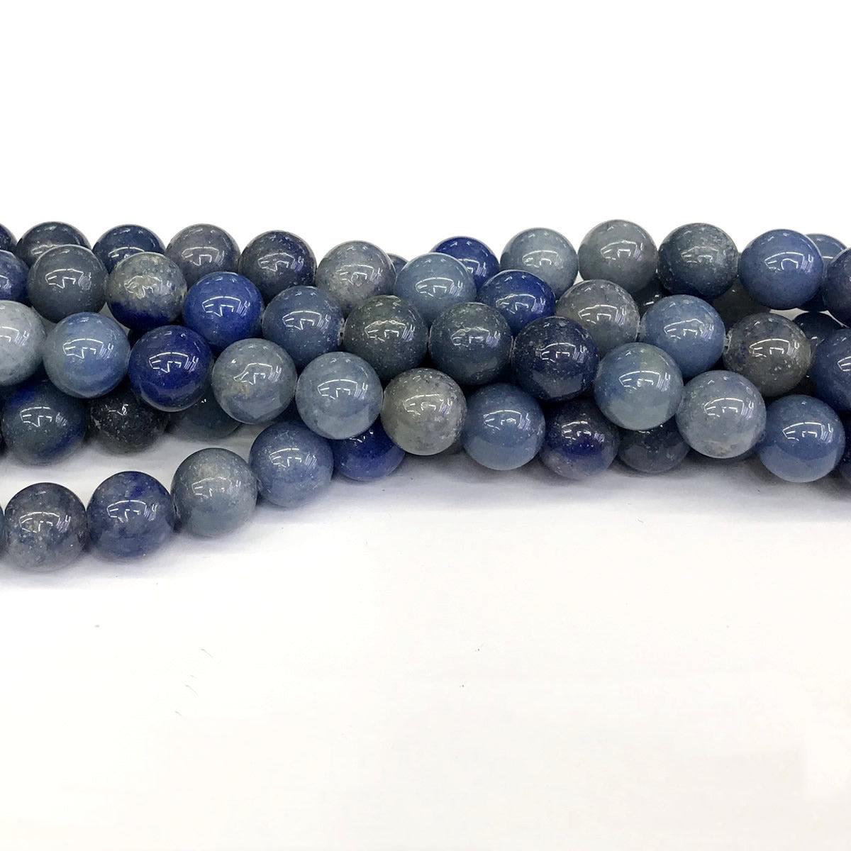 CJA108 Blue Aventurine Jade Beads Smooth Round 12mm 15" Strand