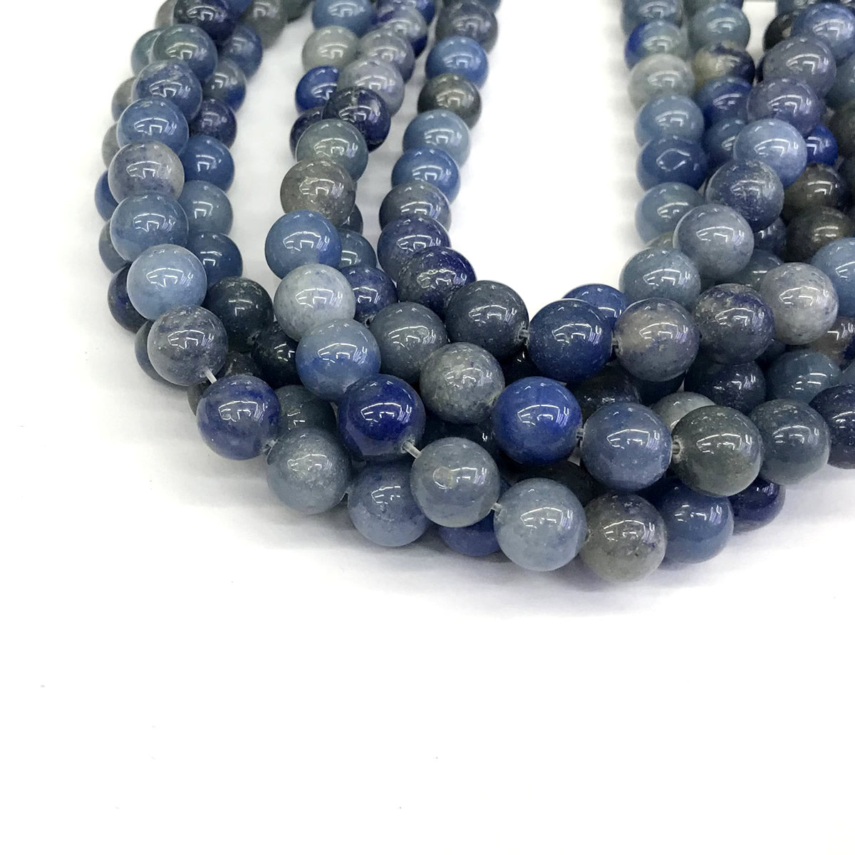 CJA108 Blue Aventurine Jade Beads Smooth Round 12mm 15" Strand