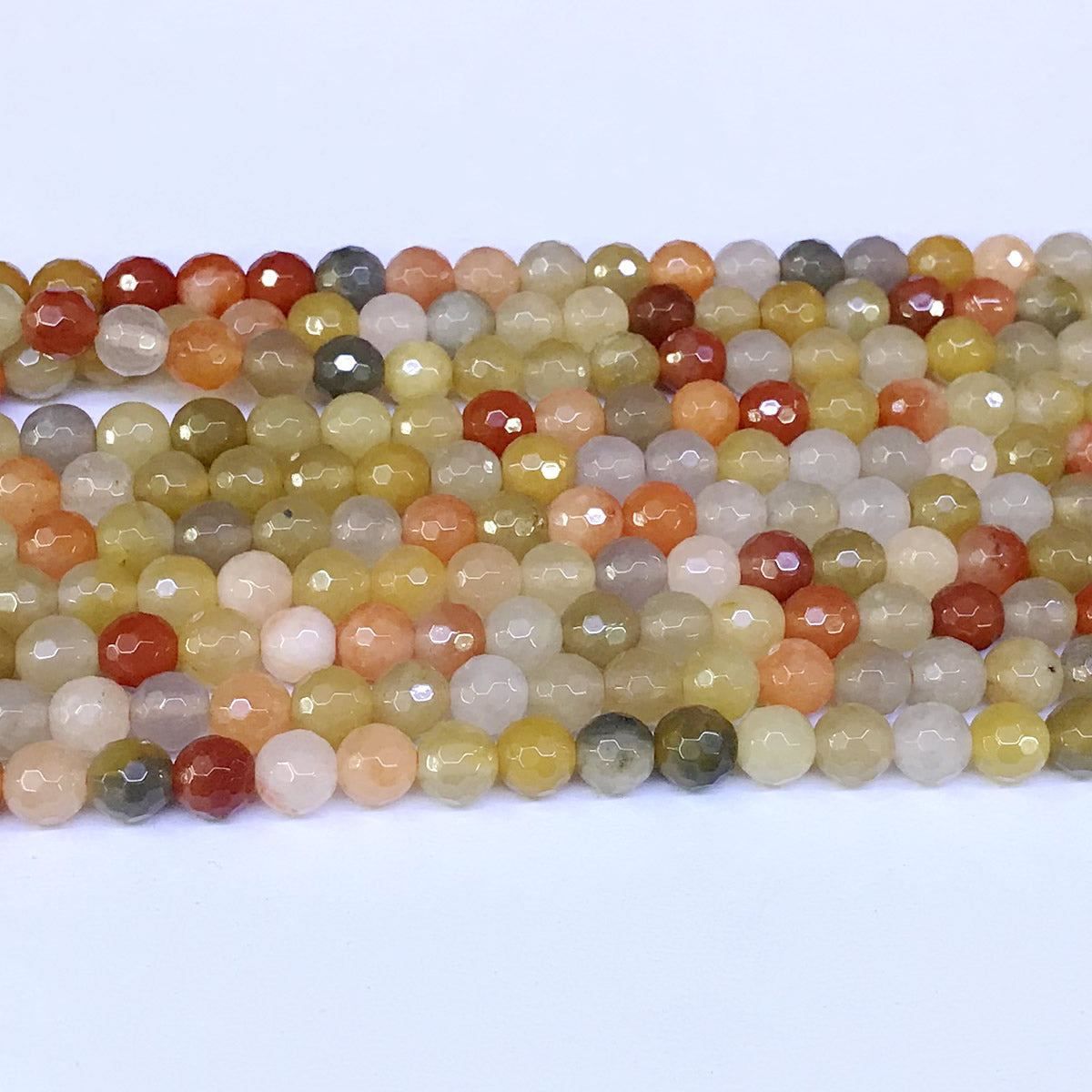 CJA11 Golden Flower Jade Beads Faceted Round 6mm 15" Strand