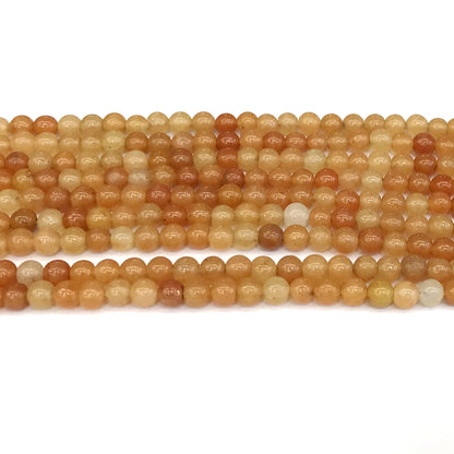 CJA112 Red Aventurine Jade Beads Smooth Round 4mm 15" Strand