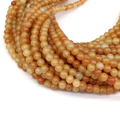 CJA112 Red Aventurine Jade Beads Smooth Round 4mm 15" Strand