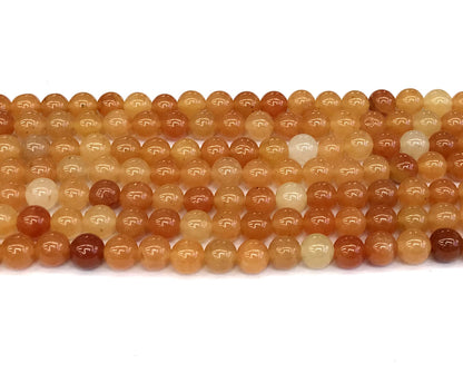 CJA113 Red Aventurine Jade Beads Smooth Round 6mm 15" Strand