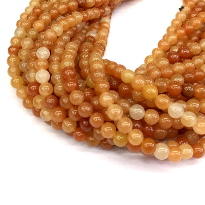 CJA113 Red Aventurine Jade Beads Smooth Round 6mm 15" Strand