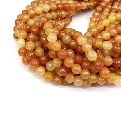 CJA114 Red Aventurine Jade Beads Smooth Round 8mm 15" Strand