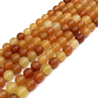 CJA115 Red Aventurine Jade Beads Smooth Round 10mm 15" Strand