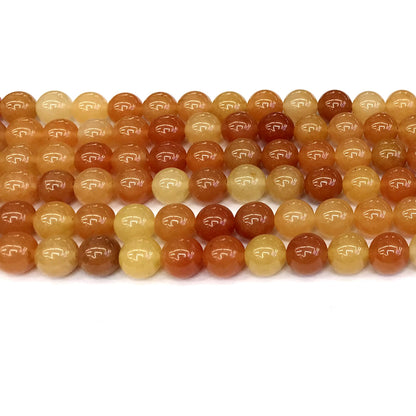 CJA115 Red Aventurine Jade Beads Smooth Round 10mm 15" Strand