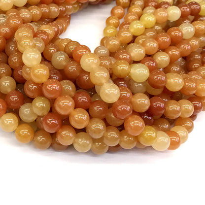 CJA115 Red Aventurine Jade Beads Smooth Round 10mm 15" Strand