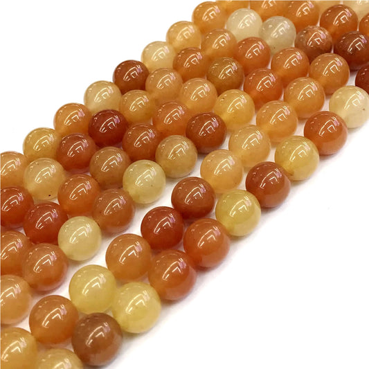 CJA116 Red Aventurine Jade Beads Smooth Round 12mm 15" Strand