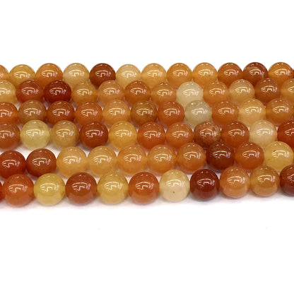 CJA116 Red Aventurine Jade Beads Smooth Round 12mm 15" Strand