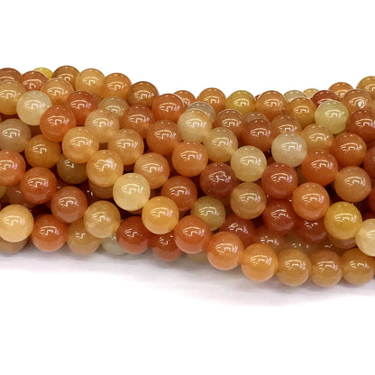 CJA116 Red Aventurine Jade Beads Smooth Round 12mm 15" Strand