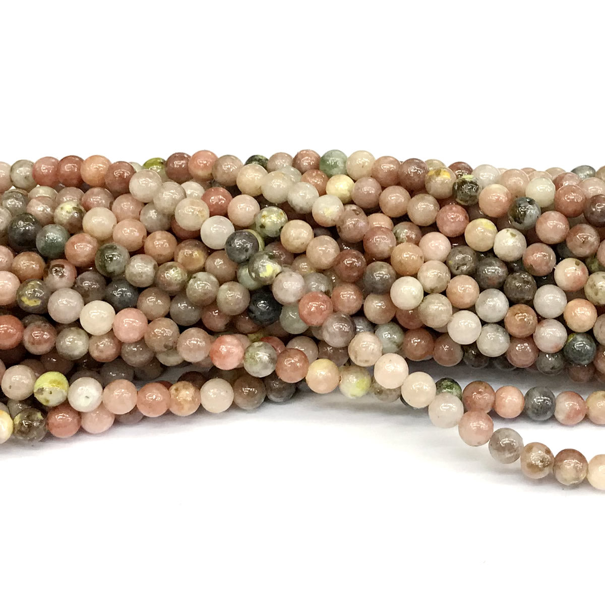 CJA120 Plum Blossom Jade Beads Smooth Round 4mm 15" Strand