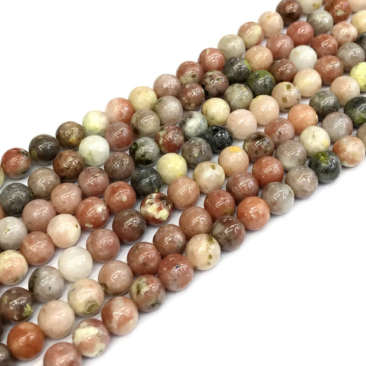 CJA121 Plum Blossom Jade Beads Smooth Round 6mm 15" Strand