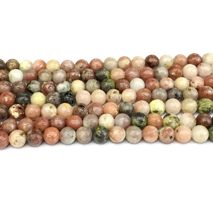 CJA121 Plum Blossom Jade Beads Smooth Round 6mm 15" Strand