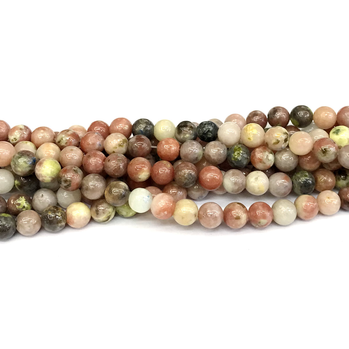 CJA121 Plum Blossom Jade Beads Smooth Round 6mm 15" Strand