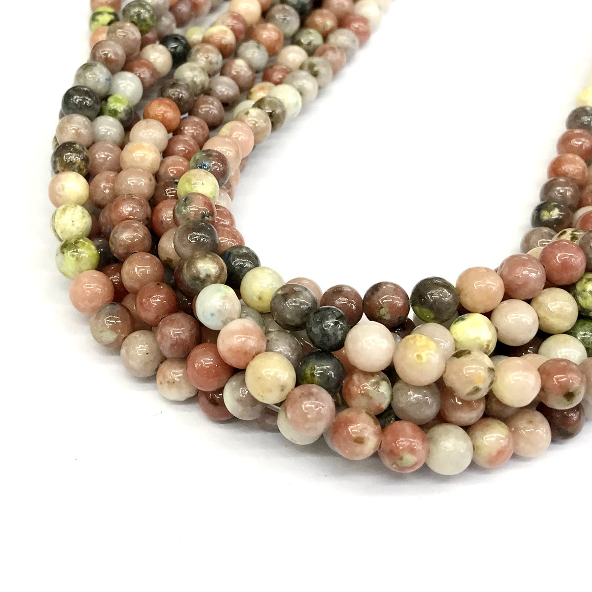 CJA121 Plum Blossom Jade Beads Smooth Round 6mm 15" Strand