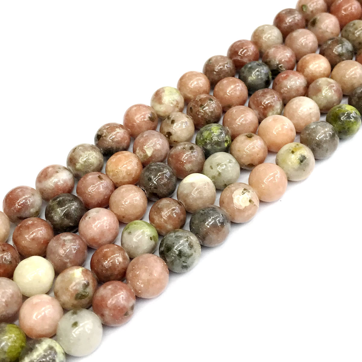 CJA122 Plum Blossom Jade Beads Smooth Round 8mm 15" Strand