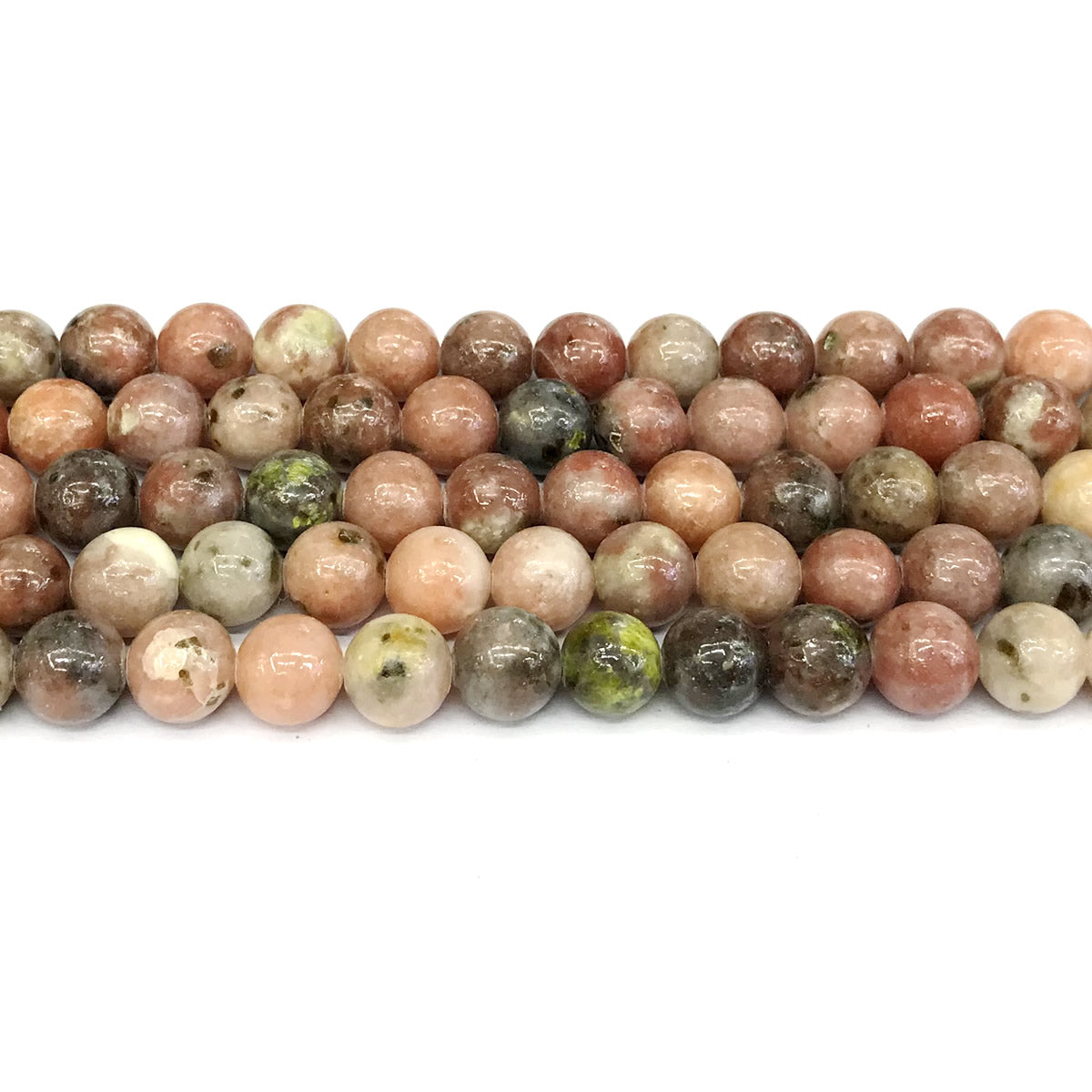 CJA122 Plum Blossom Jade Beads Smooth Round 8mm 15" Strand