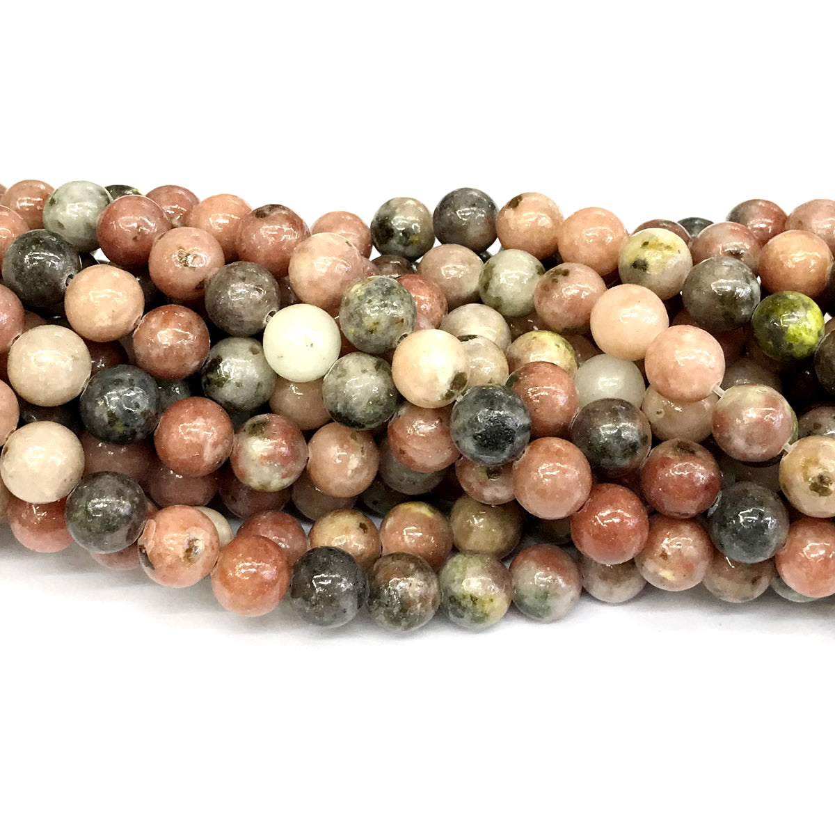 CJA122 Plum Blossom Jade Beads Smooth Round 8mm 15" Strand