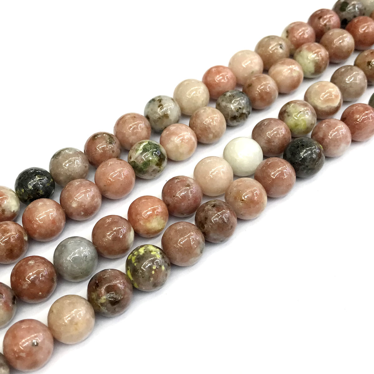 CJA123 Plum Blossom Jade Beads Smooth Round 10mm 15" Strand