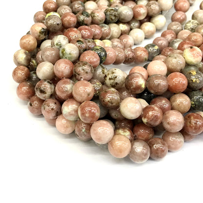 CJA123 Plum Blossom Jade Beads Smooth Round 10mm 15" Strand