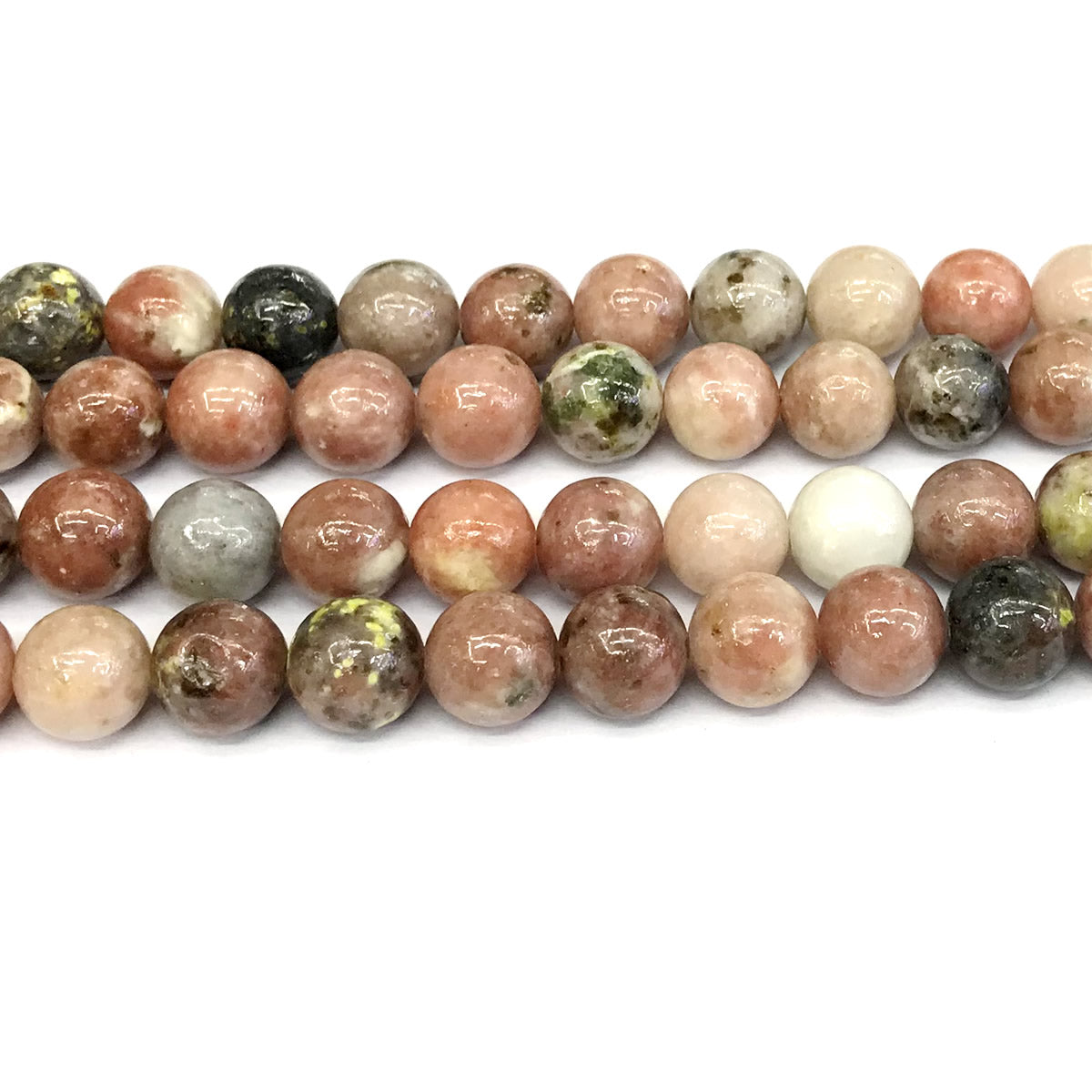 CJA124 Plum Blossom Jade Beads Smooth Round 12mm 15" Strand