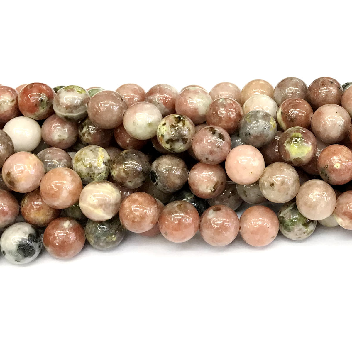 CJA124 Plum Blossom Jade Beads Smooth Round 12mm 15" Strand