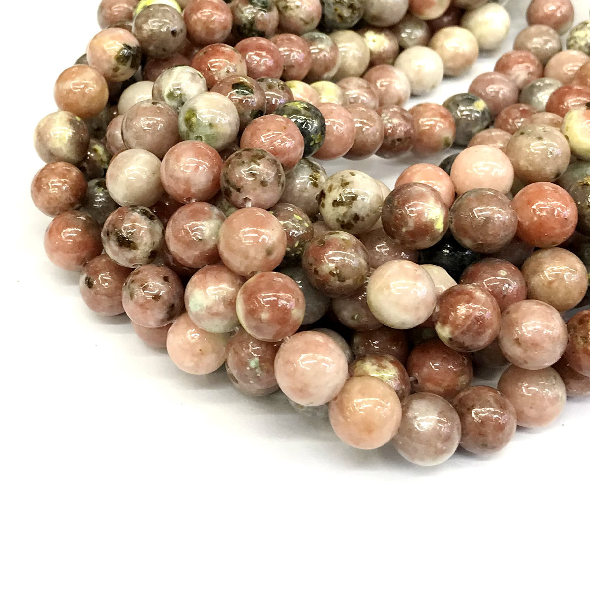 CJA124 Plum Blossom Jade Beads Smooth Round 12mm 15" Strand