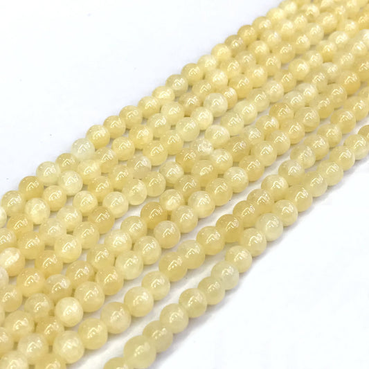 CJA129 Honey Jade Beads Smooth Round 4mm 15" Strand