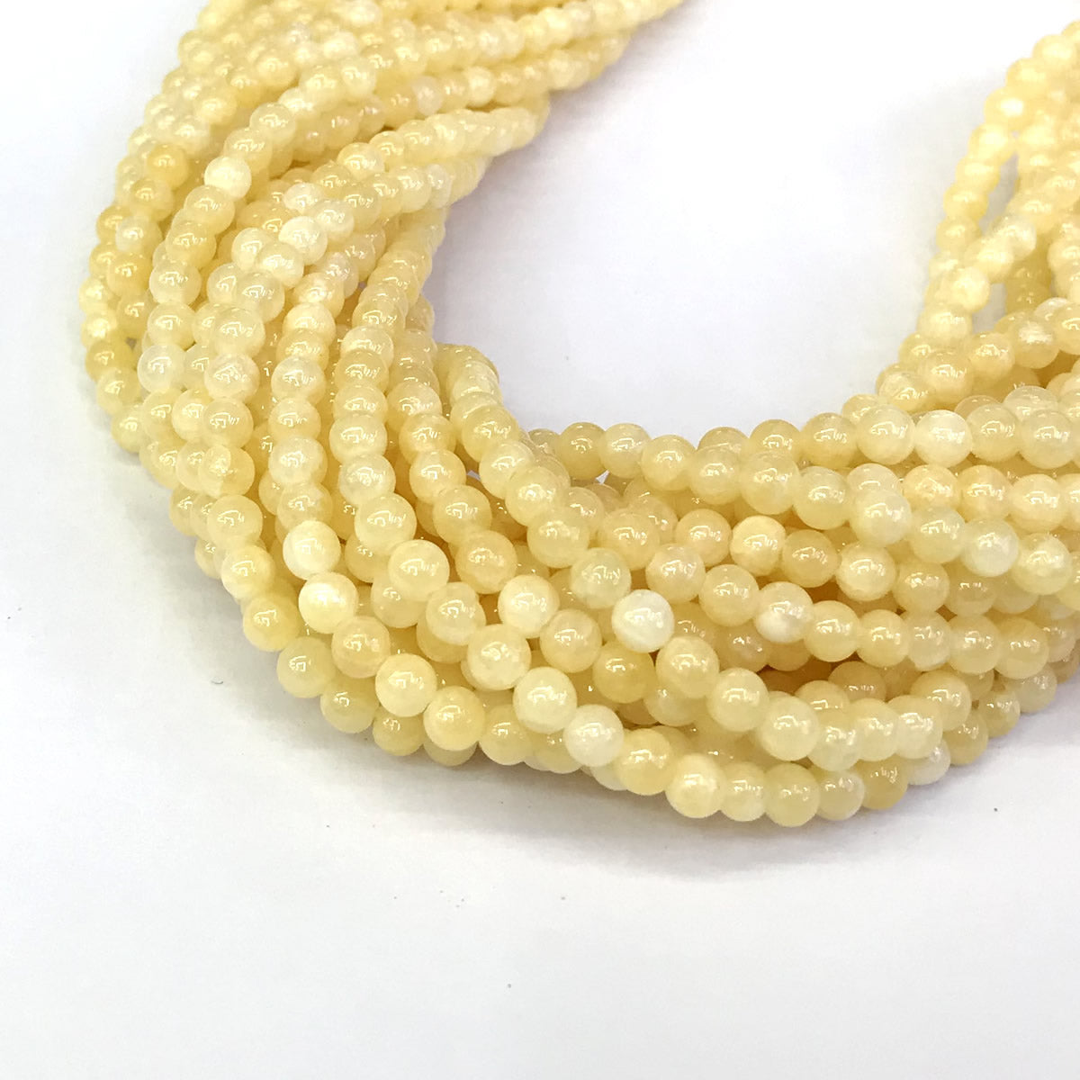 CJA129 Honey Jade Beads Smooth Round 4mm 15" Strand