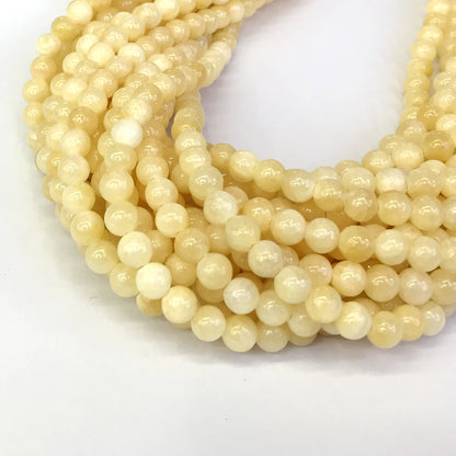 CJA130 Honey Jade Beads Smooth Round 6mm 15" Strand