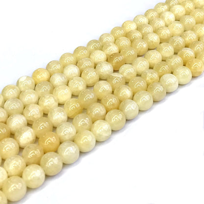 CJA131 Honey Jade Beads Smooth Round 8mm 15" Strand