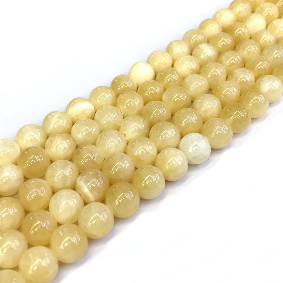 CJA132 Honey Jade Beads Smooth Round 10mm 15" Strand