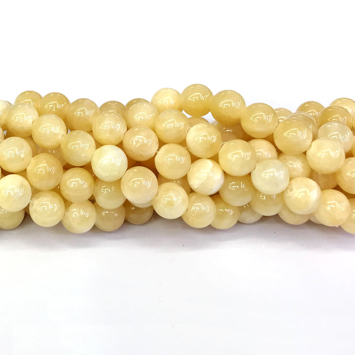 CJA132 Honey Jade Beads Smooth Round 10mm 15" Strand