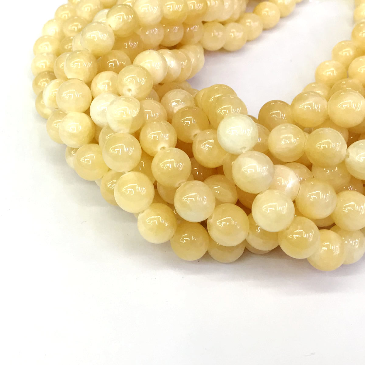 CJA132 Honey Jade Beads Smooth Round 10mm 15" Strand